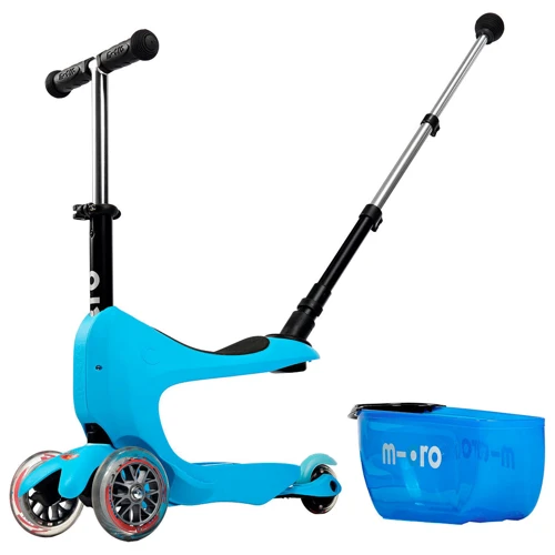 Самокат MICRO Mini2go Deluxe Plus - Блакитний (до 50 kg, до 20 kg з сидінням, 3-х колісний) MMD034: Кількість коліс 3