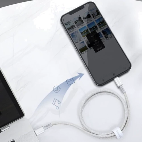 Кабель Baseus Cable USB-C to Lightning PD High Density Braided 20W 1m White (CATLGD-02) фото 7