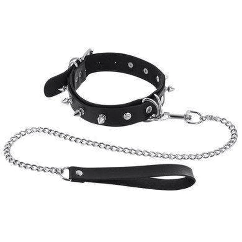 Чокер с поводком Fetish Tentation Spikes and Leash