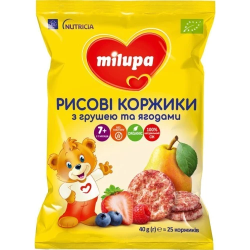 Milupa рисовые коржики груша и ягоды 40 г от 7 мес.