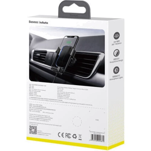 Держатель Baseus Car Holder Air Vent Wireless Charger Explore Gravity 15W Black (WXYL-K01) фото 7