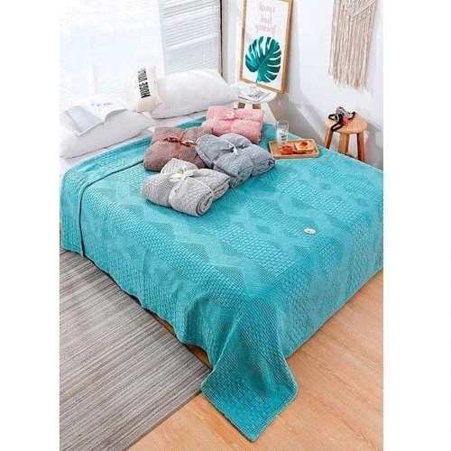 Покрывало HomeBrand с оборкой Пике хлопок 160х210 см (LY2436)