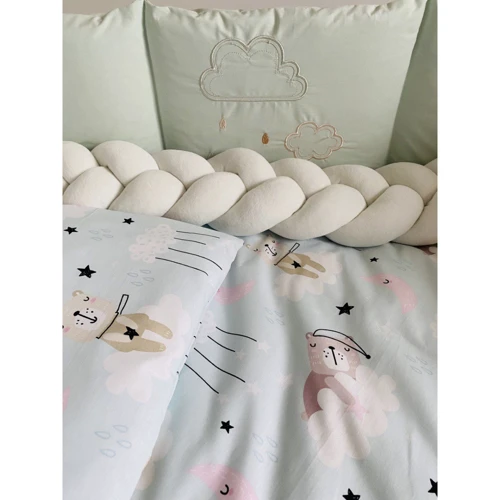 Постельный комплект Twins Fluffy Puffy mint 7 эл. ментоловый (4076-TFP-14)