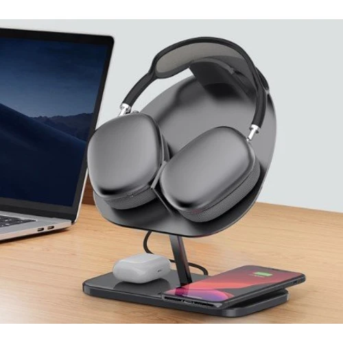 Зарядное устройство WIWU Wireless Charger Hubble Stand M15 15W Gray for Apple iPhone, Apple AirPods and Apple AirPods Max: Количество USB-портов нет