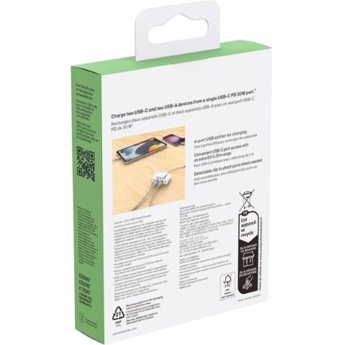 Адаптер Belkin Adapter USB-C to 2хUSB-C+2хUSB White (BUZ001BT2MWHB7): Додаткові роз'єми USB OTG, USB OTG