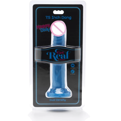 Toy Joy Get Real Happy Dicks Dong 7.5 Inch - реалистичный фаллоимитатор с присоской, 19х3,5 см, голубой