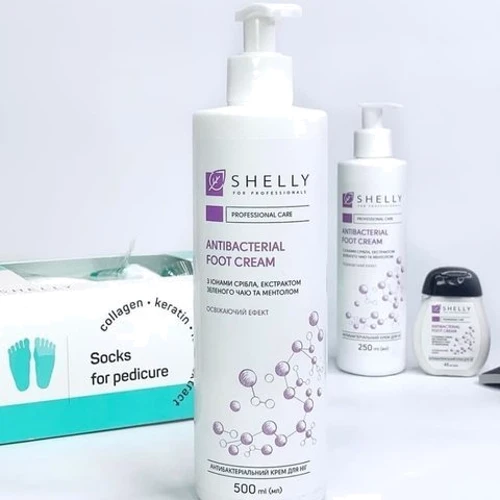 Shelly Антибактериальный крем для ног с ионами серебра, экстрактом зеленого чая и ментолом 250 ml фото 3