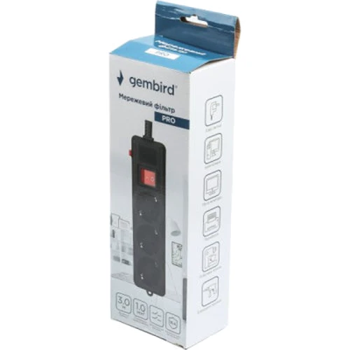 Сетевой фильтр Gembird Pro (SPG3-G-10B-PRO) 3 розетки, 3м