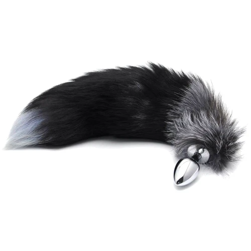 Анальная пробка Alive Anal Pleasure Black And White Fox Tail M