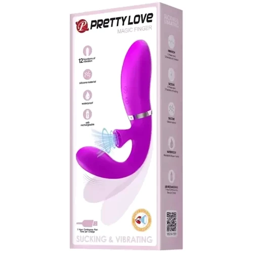 Вибростимулятор точки G с вакуумной стимуляцией PRETTY LOVE - MAGIC FINGER, BI-014435