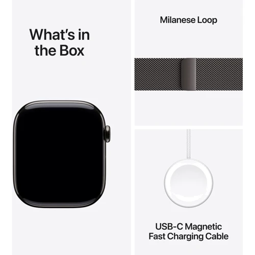 Apple Watch Series 11 GPS + Cellular 46mm Slate Titanium Case with Slate Milanese Loop - M/L (MFD44)