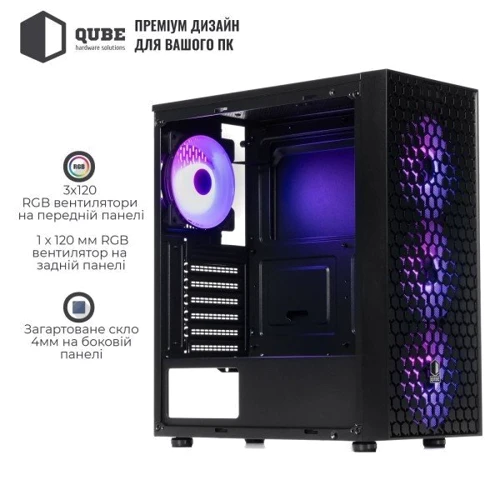 Корпус QUBE CARNIVAL Black 4Fan (CARNIVAL_FFNU3): Мощность БП, Вт нет