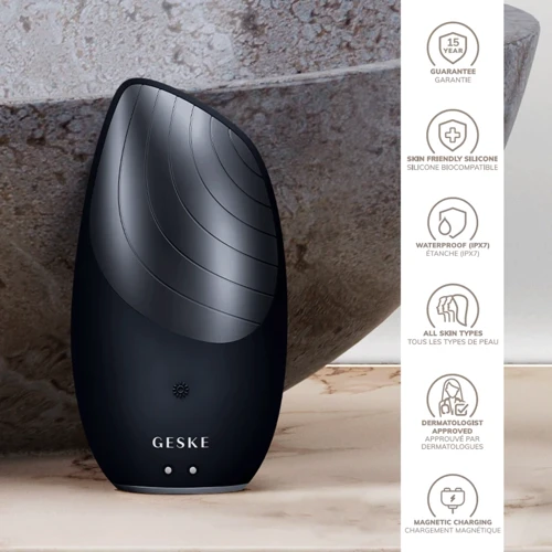 Електронна звукова термощітка для обличчя GESKE Sonic Thermo Facial Brush 6в1 black фото 4