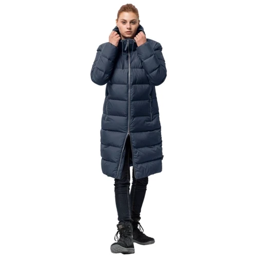 Пуховик Jack Wolfskin Crystal Palace Coat 1204131-1910 46 темно-синий зимний с капюшоном длинный: Сезон Зима