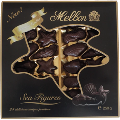Цукерки Melbon Sea Figures Dark Chocolate with Hazelnut, 250 г (WT4488)
