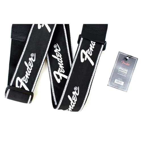 Ремень гитарный FENDER STRAP 2" WOVEN RUNNING LOGO BLACK SIL