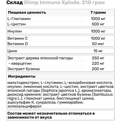 Olimp Immuno Xplode Підтримка імунітету цитрусовий лимонад 210 g: Форма випуску Порошок