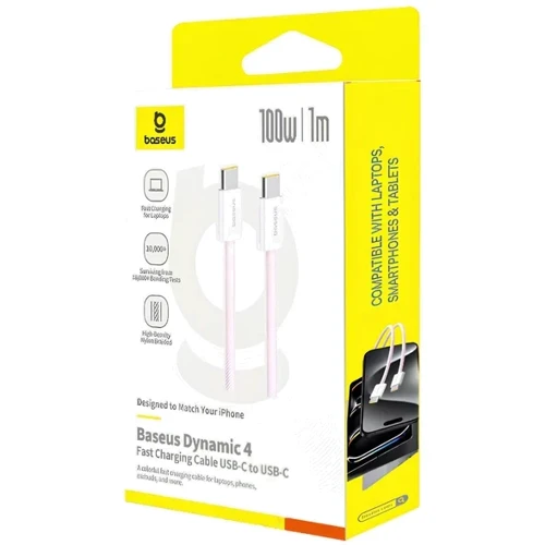 Кабель Baseus Cable USB-C to USB-C Dynamic 4 Fast Charging 100W 1m Pink (P10381400411-00) фото 9