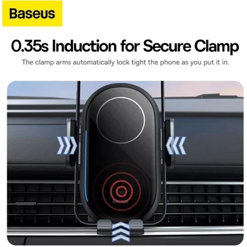 Держатель Baseus Car Holder Air Vent Wireless Charger LightChaser 15W Black (C40355900121-00) фото 10