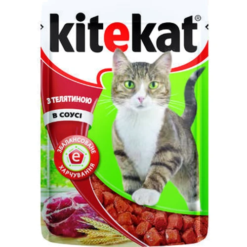 Влажный корм Kitekat для котов с телятиной в соусе 24х100 г (4770608239190)