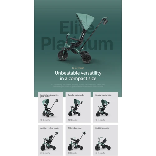 Велосипед триколісний Qplay Elite Platinum Green (T10-ZElitePlatinumGreen): Діаметр коліс, дюймів 8