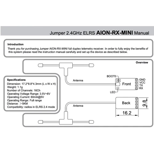 Приемник Jumper AION-RX-MINI ELRS 2.4G фото 3