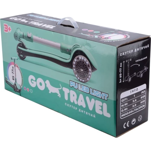 Cамокат GO Travel складаний, м'ятний: Матеріал коліс поліуретан