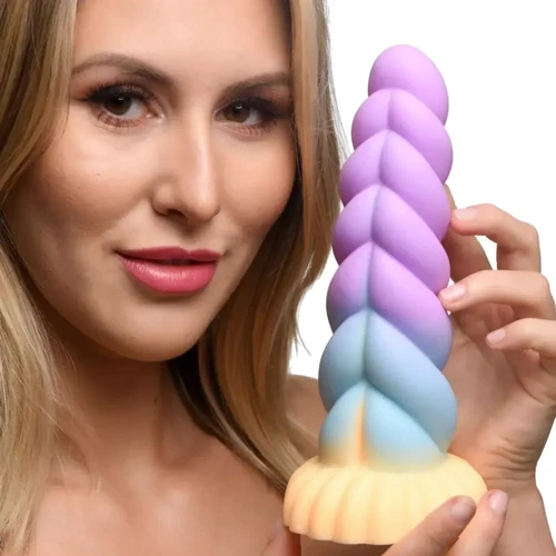 Фантазійний фалоімітатор у формі рогу Однорога Creature Cocks Mystique Silicone Unicorn Dildo