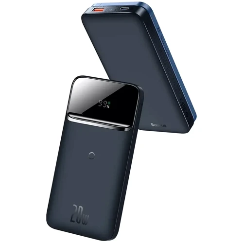 Внешний аккумулятор Baseus Power Bank 10000mAh Magnetic Wireless 20W Blue (PPCX010201): Особенности беспроводная зарядка, Поддержка MagSafe, быстрая зарядка, С дисплеем, Индикатор заряда