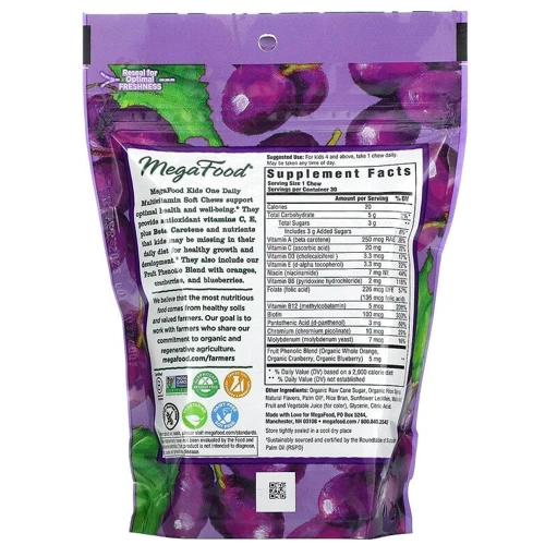 MegaFood One Daily Мультивитамины для детей со вкусом винограда 30 жевательных конфет: Тип Мультивитамины