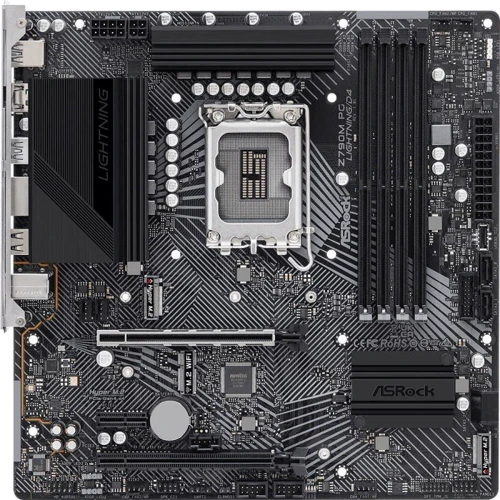 ASRock Z790M PG LIGHTNING/D4: Разъемы на задней панели USB Type-C, USB 2.0, USB 3.2 Gen 1, USB 3.2 Gen 2, HDMI, Ethernet RJ-45