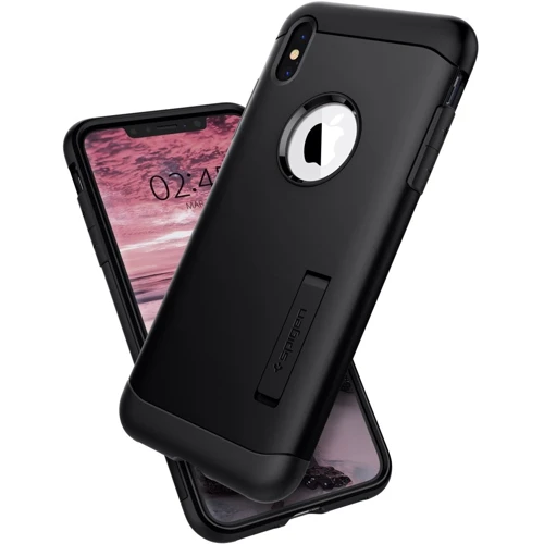 Чехол для iPhone Spigen Slim Armor Black (063CS25136) for iPhone Xs: Материалы поликарбонат и полиуретан