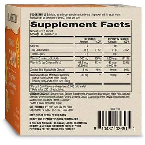 Dr. Mercola Vitamin C-Pak Витамин С + цинк + Д3 60 стиков: Тип Витамин C