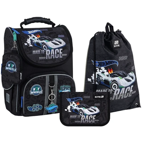 Набор Kite рюкзак + пенал + сумка для обуви 501 Hot Wheels (SET_HW25-501S)