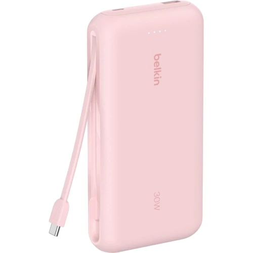 Зовнішній акумулятор Belkin Power Bank 20000mAh Integrated Cable USB-C 30W Pink (BPB024HQPK): Ємність батареї, мАг 20000