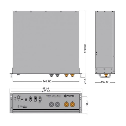 Аккумуляторная батарея Pylontech US3000C 48V 74Ah LiFePO4: Емкость, Ач 74