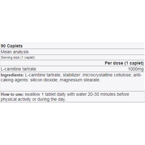 Жиросжигатель Yamamoto Nutrition Carnitine 1000 90 Caplets: Пол Унисекс