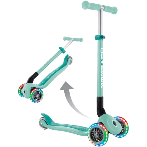 Самокат GLOBBER серии PRIMO FOLDABLE LIGHTS, мятный, 3 колеса с подсветкой 50 кг 3+ (432-206-3): Материал колес полиуретан
