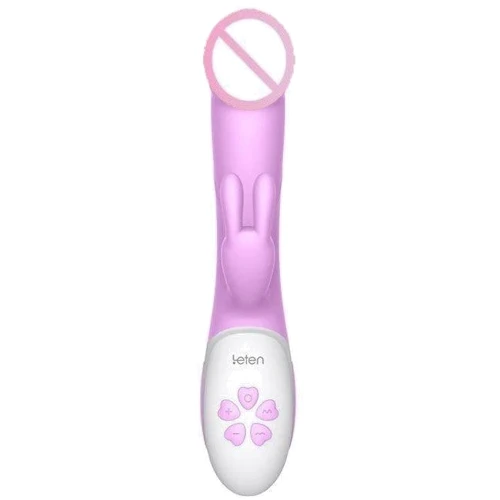 Вибратор-кролик с массирующим стволом и подогревом Leten Alina Purple, два мотора
