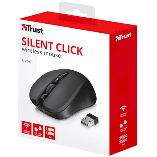 Мышь Trust Mydo Silent wireless mouse black (21869): Максимальное разрешение сенсора, dpi 1800