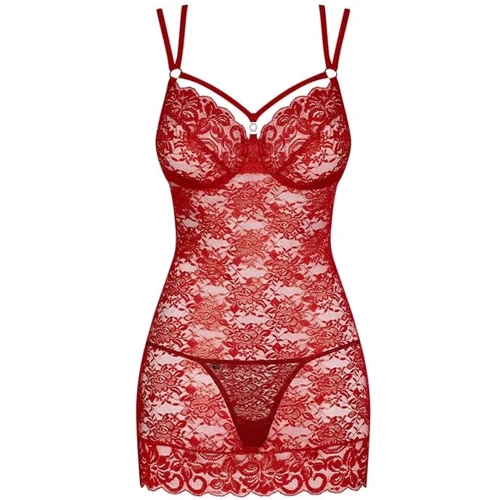 Комплект Obsessive 860-CHE-3 chemise, S/M красный