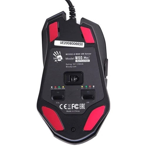 Мышь A4Tech W60 Max Bloody (Stone black): Максимальное разрешение сенсора, dpi 10000