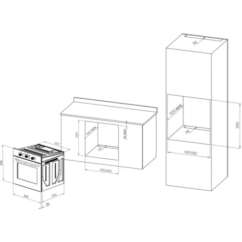 Духовой шкаф электрический Eleyus MILA 6009 WH: Объем, л 69