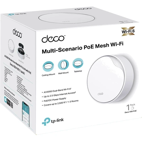 Маршрутизатор Wi-Fi TP-Link Deco X50 PoE 3-Pack: Максимальна швидкість 2402 Мбит/c