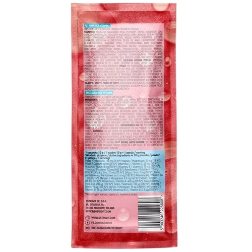 OstroVit Aqua Kick VIT&MIN Комплекс вітамінів та мінералів зі смаком полуниці 24х10 г: Вага 10 г