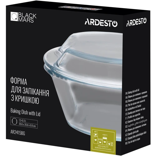 Форма для запекания с крышкой Ardesto BLACK MARS 1.5 л (AR2415BG): Диапазон температур, °C +400