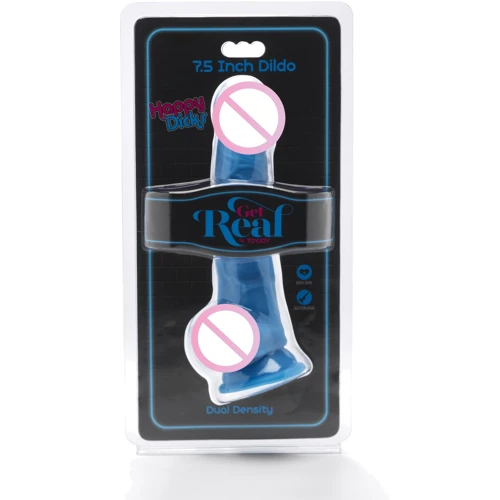 Toy Joy Get Real Happy Dicks Dildo 7,5 In w.Balls фаллоимитатор с мошонкой и присоской, 19х4 см, голубой