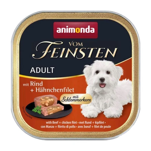 Вологий корм Vom Feinsten Adult with Beef + chicken filet для собак з яловичиною та курячим філе 150 г (4017721823012)