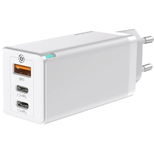 Зарядний пристрій Baseus Wall Charger GaN2 2xUSB-C+USB 65W White (CCGAN-B02): Особливості Быстрая зарядка, USB-C