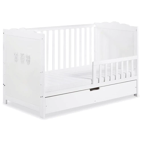 Дитяче ліжечко Klups Marsell 140х70 см з ящиком та перегородкою біле: Колеса Нет